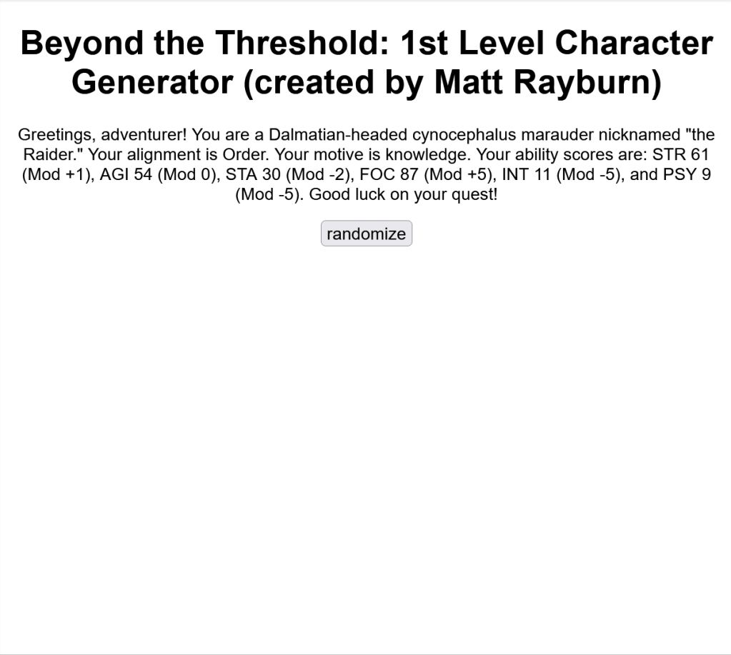 BtT Random Generators